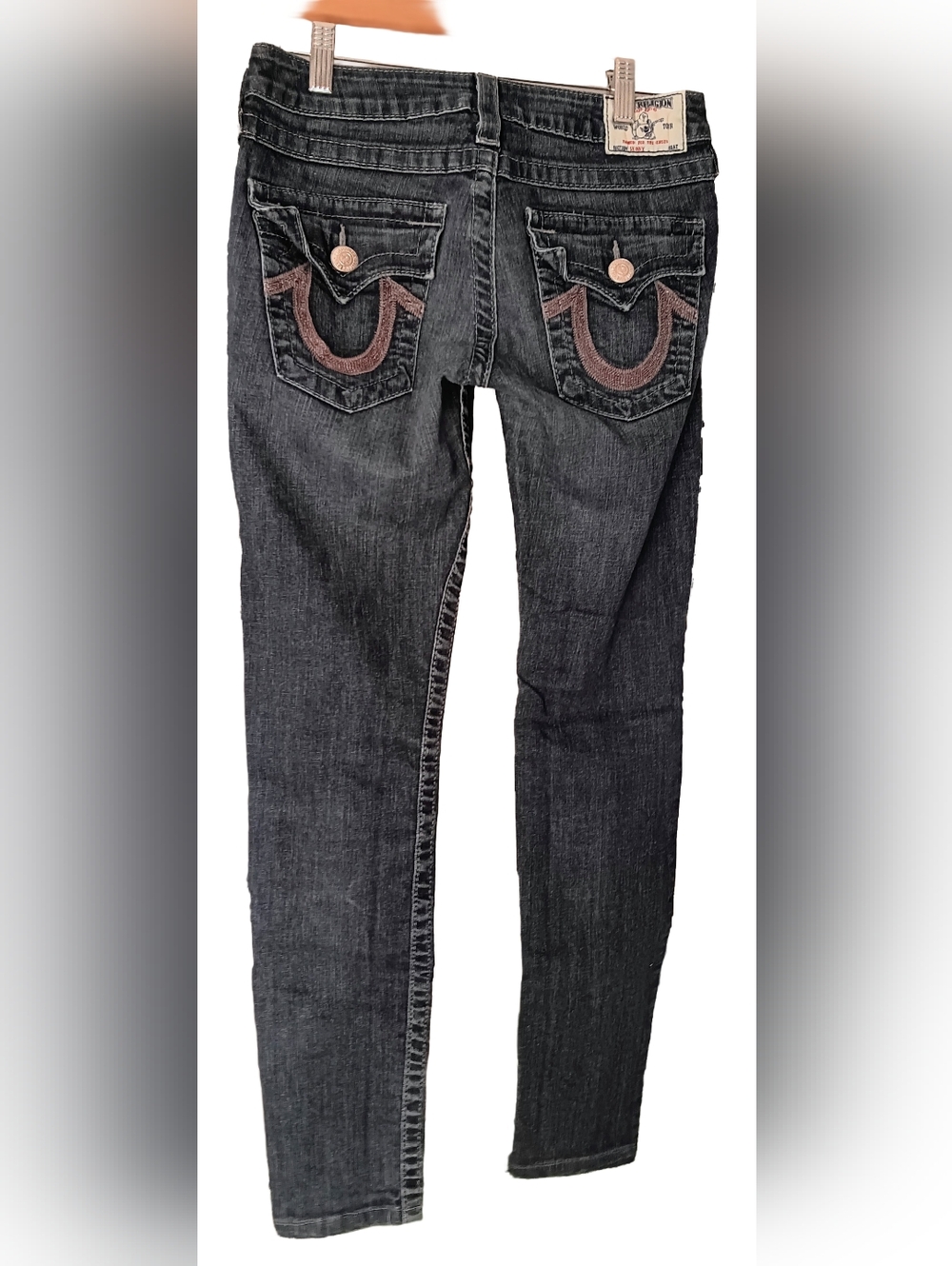 True Religion Jeans Size 27 Blue, Bootcut with Shimmery Embroidered Pockets